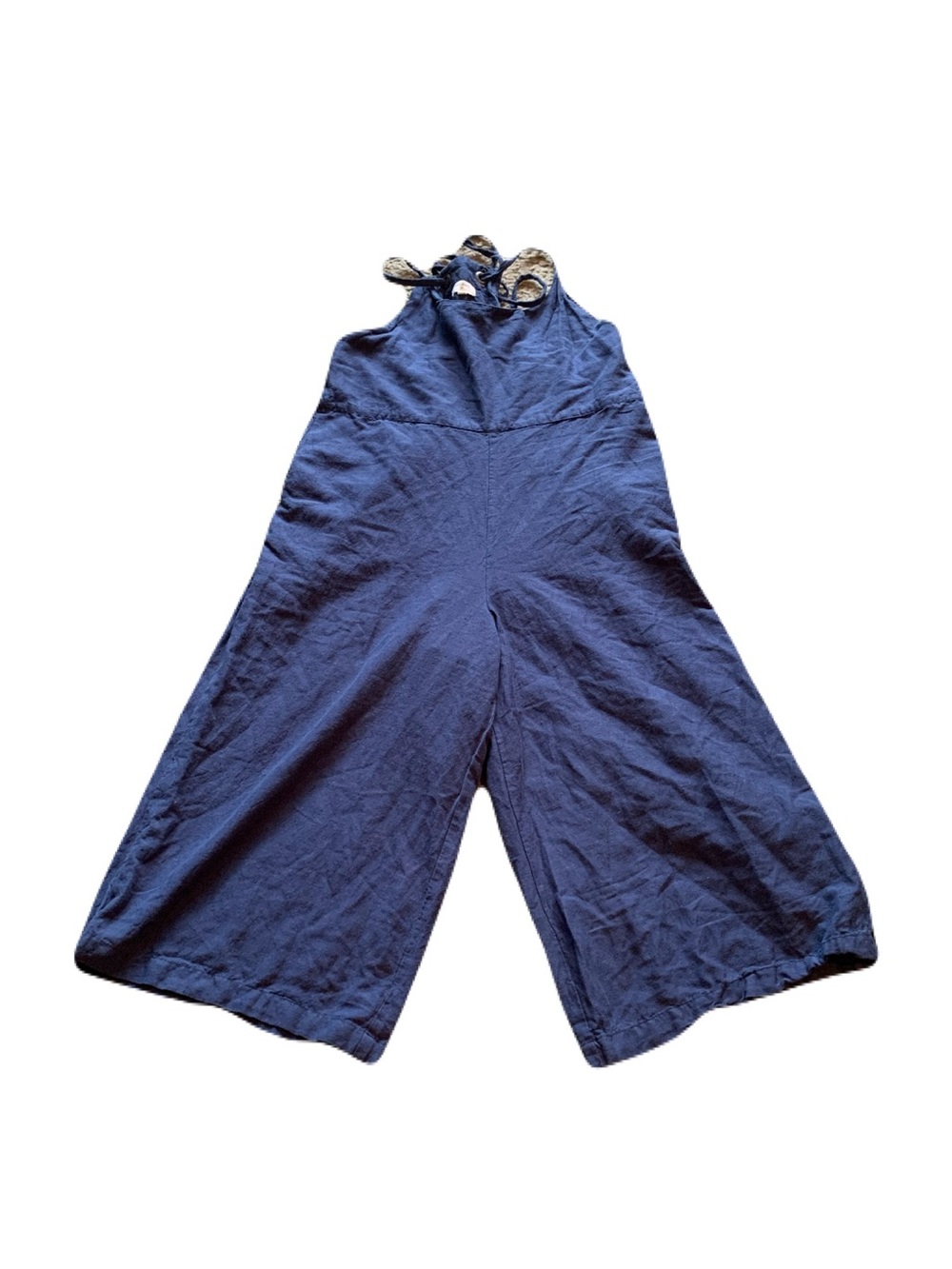 World Market Navy Blue Women’s Small/Medium Wide Leg Halter Cropped Jumpsuit